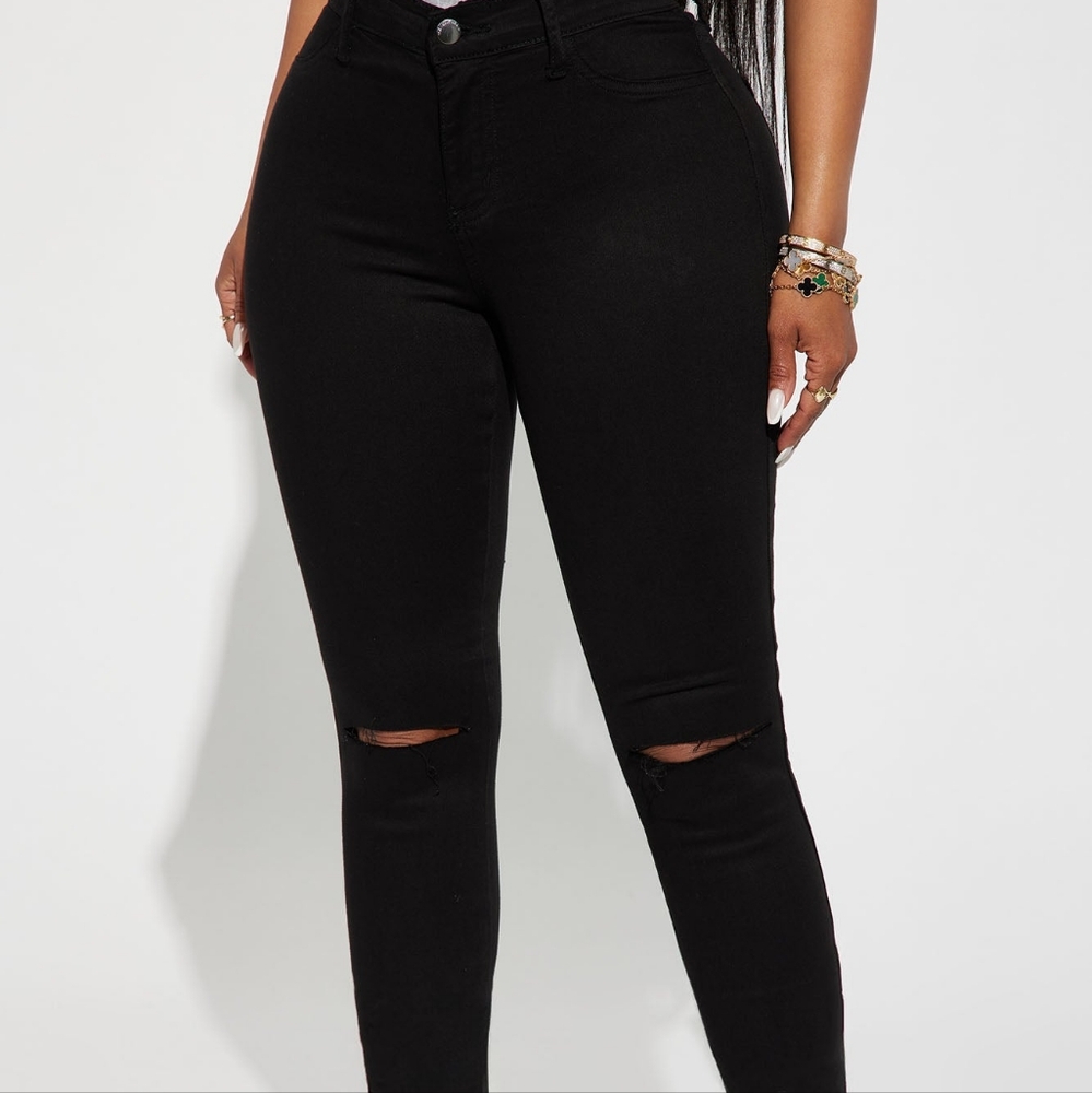 Black Distressed Skinny Jeans with Rips